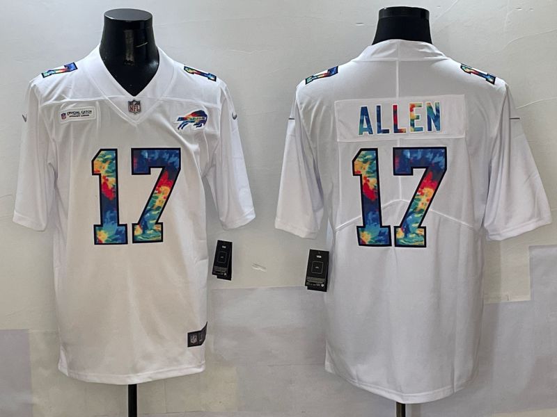 Men 2025 Buffalo Bills 17 Allen White Rainbow Nike Limited NFL Jersey style 4